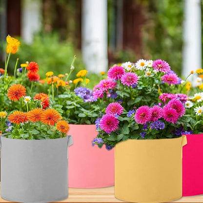 Colored Fabric Grow Bags Bulk Colorful Plant Grow Bags Nonwoven Fabric Pots with Handles Seeds Vegetables Tomato Planter Grow Buckets for Outdoor Garden Fruits Flower, 10 Colors(20 Pack,3 Gal)