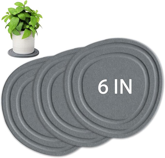 Plant Saucers for Indoors, 3 Pack 6" Quick Drying Diatomite Plant Drip Water Catcher Trays for Pots, Diatomaceous Earth Planter Drainage Saucers Plates to Catch Water for Flower and Plants, Stone Gray