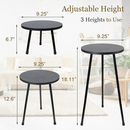 ARTORA RTORA Indoor Plant Stand, Mid Century Wood Plant Stool Adjustable Corner Tall Plant Sand Wooden Small Round End Table 18 Inch Plant Holder for Flower Pots Modern Home Decor (Black)