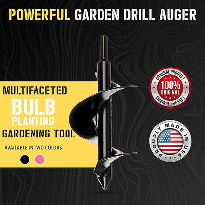 Power Planter Bulb & Bedding Black Auger Bit (3"x7") with 3/8" Non-Slip Hex Drive for Bulb Planting and Gardening Equipment for Grass and The Lawn, Mixing Paint, Earth Auger for Home Projects