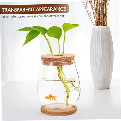 Milisten 1 Set Hydroponic Glass Vase DIY Cork Bottle Micro Landscape Bottle Coral Jar Aquarium Glass Terrarium Cork Planter Terrarium Dill