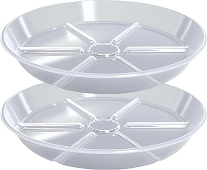 Plant Saucer Pot Tray 10 inch, 2 Packs Clear Flower Planter Saucers and Drip Trays for Pots Planter, Heavy Duty Plant Dish Pant Plate to Catch Water for Indoor & Outdoor