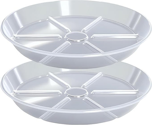 Plant Saucer Pot Tray 10 inch, 2 Packs Clear Flower Planter Saucers and Drip Trays for Pots Planter, Heavy Duty Plant Dish Pant Plate to Catch Water for Indoor & Outdoor