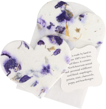 Set of 24 Purple Heart Seed Paper – Writable & Plantable Wildflower Hearts with Envelopes & Planting Guides, Gift for Moms or Plant Lovers for Mother’s Day, Heart Party Favors for Weddings & Showers