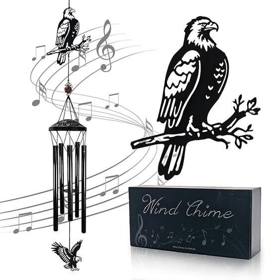 Patriotic Wind Chimes Outdoor Decor - 40" Bald Eagle Large Wind Chimes for Outside Deep Tone,Memorial Windchimes for Backyard Balcony Porch Home Decor,Best Gifts for Women/Men Friend Birthday Holiday