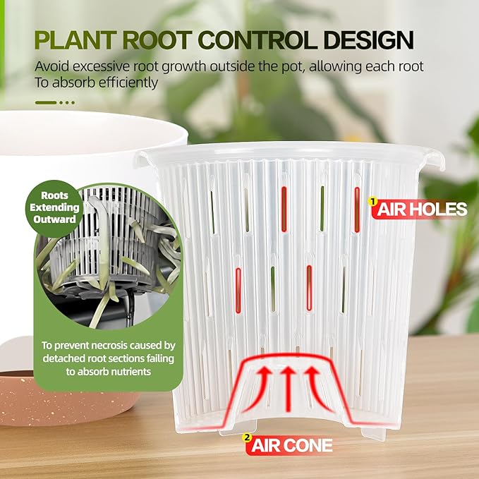 Sxueg Self Watering Orchid Pots for Indoor Plants,5.8 Inch Macetas para Orqudeas,Flower Pots for Indoor Plants with Holes(White)