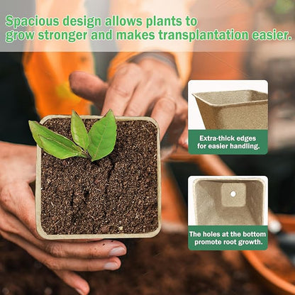 165-Pack 3.15 inch Square Peat Pots for Seedlings with 100 Labels, Biodegradable Nursery Pots withDrainage Holes for Plants