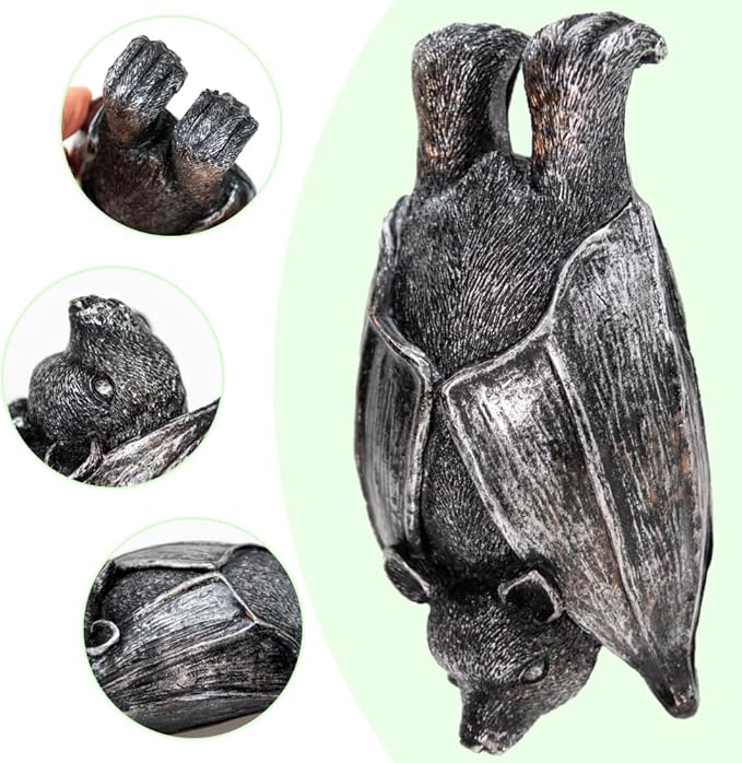 HPMAISON Plant Pot Hanger Bat Resin Statue Halloween Bat Garden Flower Pot Decoration Outdoor Decorative Sculptures Ornaments Figurine Weatherproof and UV Resistant