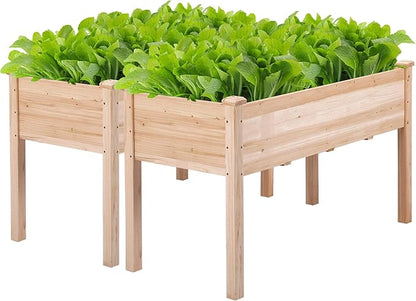 Topeakmart Wooden Garden Planter Boxes 48 X 23 X 30in Elevated Raised Garden Bed Outdoor with Legs Wooden Gardening Box for Flower/Vegetable/Herb/Tomato/Backyard/Patio, 2pcs