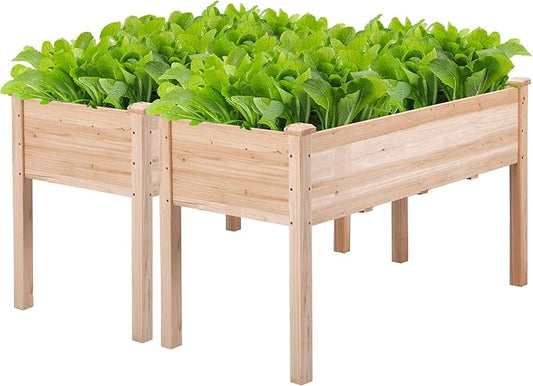 Topeakmart Wooden Garden Planter Boxes 48 X 23 X 30in Elevated Raised Garden Bed Outdoor with Legs Wooden Gardening Box for Flower/Vegetable/Herb/Tomato/Backyard/Patio, 2pcs