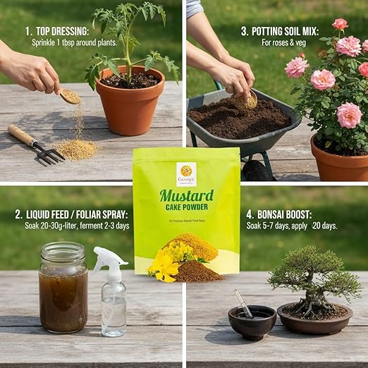 Mustard Oil Cake Powder – All-Purpose Natural Fertilizer Concentrate for Flower, Vegetable, Herb, Fruit Tree & Plants – Organic Soil Conditioner, Plant Food, Garden Fertilizer(1.5 lb)