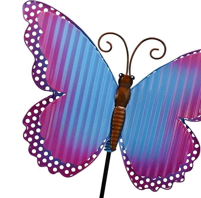 Morning View Butterfly Garden Stakes Decorative Metal Insect Yard Stake Outdoor Spring Lawn Ornaments Yard Art Patio Pathway Flower Pot Outside 30 Inch Tall