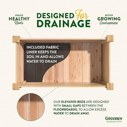 Greenes Fence Premium Cedar Elevated Garden Bed, 24" W x 48" L x 19" H - Made in USA with North American Cedar