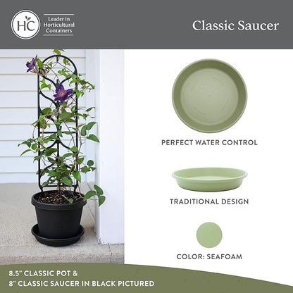 The HC Companies 14 Inch Classic Round Plant Saucer, Lightweight UV-Resistant Plastic Outdoor & Indoor Flower Pot Tray, 2-Pack Plant Pot Trays for Garden & Home Decor, Seafoam