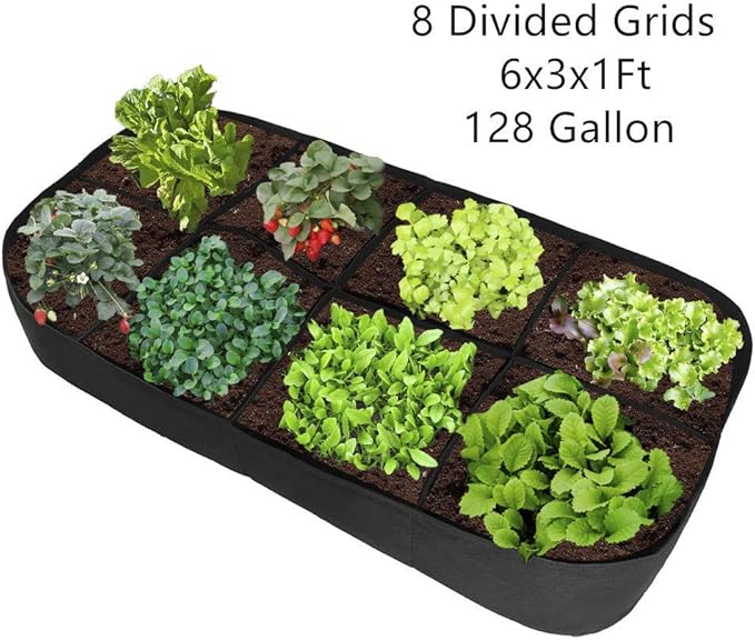 Raised Garden Bed with Grow Grid,135 Gallon Elevated Flower Vegetables Bed Planter Box,Planting Container,Plant Root Pouch Pots,Garden Tub