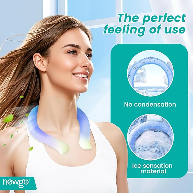 NEWGO Neck Cooling Tube Reusable Ice Cooler Cold Pack for Summer Heat, Ice Neck Ring for Outdoor Workers, Athletes, Sports Enthusiasts, Hot Flash Sufferers, Campers, Blue-Yellow Gradient