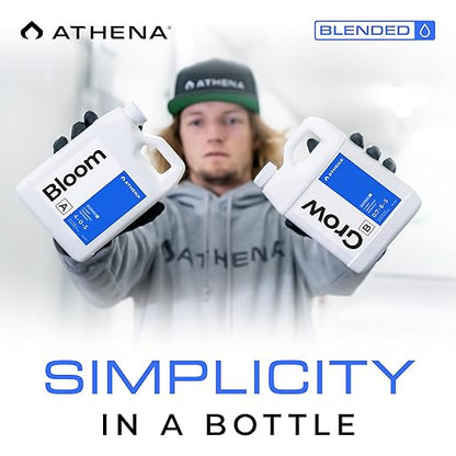 Athena Blended Grow & Bloom A&B | 4-Part Complete Hydroponic Nutrient System | Liquid Fertilizer for Veg & Flowering Stages | Full Cycle Plant Food | 32 Ounce