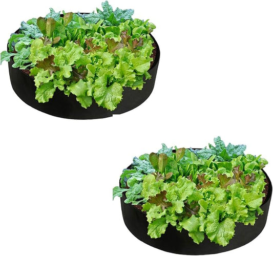 Firlar 2 Pack Fabric Raised Garden Beds, 50 Gallon Grow Bag Planting Bed Round Raised Planter Garden Bed Bag Planter Container for Plants, Herb, Flowers and Vegetables, Black
