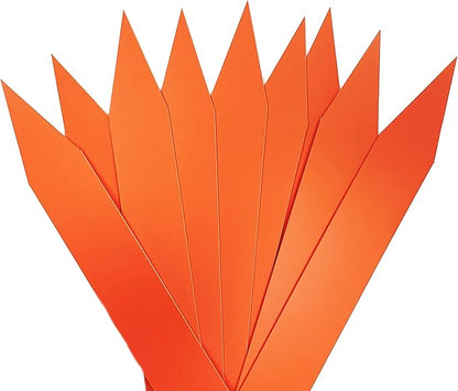 Large 1" x 8" Orange Plastic Plant Labels (Pack of 100 Labels) & 1 All-Weather Marker