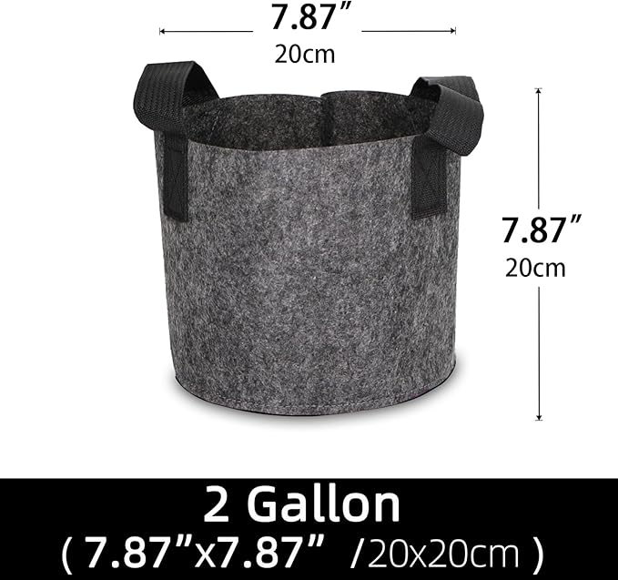 Grow Bags,Growing Pot Bags Garden Grow Bag Indoor Outdoor Fabric Aeration Plant Pot Container Flower Vegetable Pouch (Dark Gray,2 Gallon)