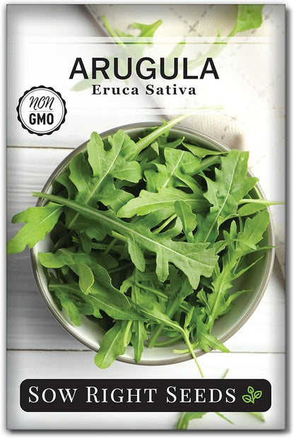 Sow Right Seeds - Arugula Seeds for Planting - Non-GMO Heirloom Seeds with Instructions to Plant a Home Vegetable Garden - Indoors, Hydroponics or Outdoors - Salad Greens - Grow Kitchen Herbs (1)