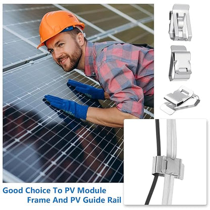 100 Pcs Stainless Steel Cable Cord S Clips Solar Panel Cables Photovoltaic Double Wire Trailer Wire Clips for PV Wiring Boat Frame Management Clip, 0.2 Inch to 0.3 Inch in Rope Capacity, Silver