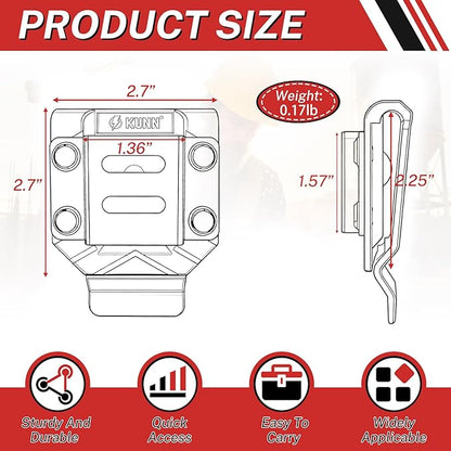 KUNN Drill Holder for Tool Belt, Drill Belt Clip & Tape Measure Holster | Low-Profile Quick-Release Holder | Fits Belts Up to 2.7" | for Impact Driver, Nailer