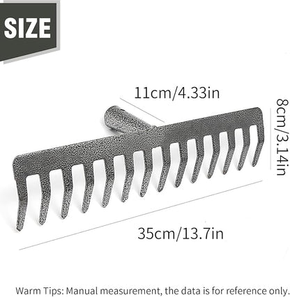Rake Head Replacement, Heavy Duty Metal Rakes for Lawns, Rake Head Only Without Handle for DIY Gardening Tool. (14-Tines 0.9Lb)