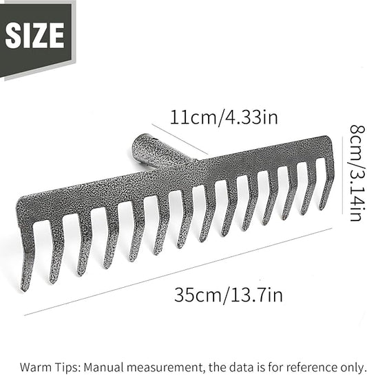 Rake Head Replacement, Heavy Duty Metal Rakes for Lawns, Rake Head Only Without Handle for DIY Gardening Tool. (14-Tines 0.9Lb)
