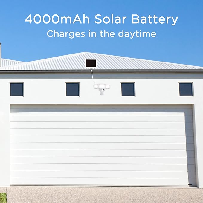 Solar Security Lights Motion Outdoor, 1800LM, Solar LED Motion Sensor Lights with 3 Adjustable Heads, 6500k, Water Resistant Flood Light for Garage, Yard, Garden (White)