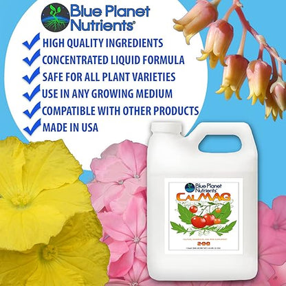 CalMag + Iron Plant Supplement (32 oz) Quart | Concentrated Calcium Magnesium Iron for All Plants & Gardens | Makes Up to 315 Gallons | Prevents & Corrects Blossom End Rot | Blue Planet Nutrients