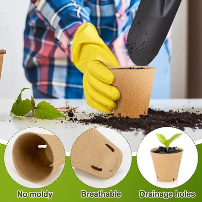 3.1Inch Peat Pots with Labels - 25Pcs Biodegradable Pots for Seedlings with Drainage Holes,Garden Plant Nursery Pots with 25Pcs Plant Labels,Seed Starting Trays for Flower Vegetable Tomato