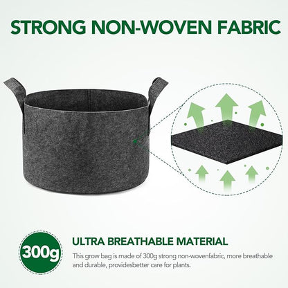 Delxo 12-Pack 15 Gallon Heavy Duty Aeration Fabric Pots Thickened Nonwoven Plant Grow Bags Grey