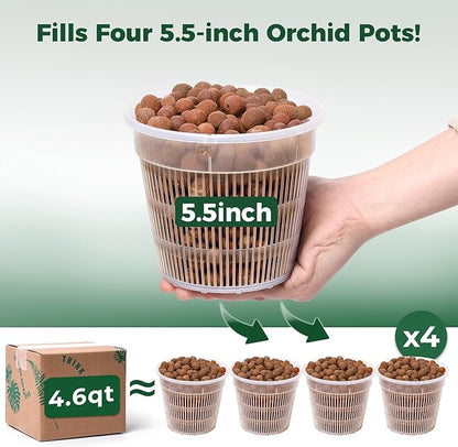 T4U Leca Clay Pebbles for Plants, 4.6qt 10-20 mm Clay Balls for Indoor Plants, Natural Clay Pebbles for Orchid Potting Mix, Hydroponic, Leca Pots, Plant Drainage, Garden Soil
