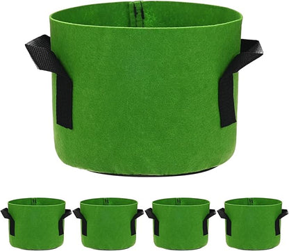 5-Pack Plant Grow Bags 1 Gallon Grow Bags 300G Thickened Fabric Pots with Durable Handles Plant Garden Grow Pots for Fruits/Vegetables/Flowers/Plants [Green]