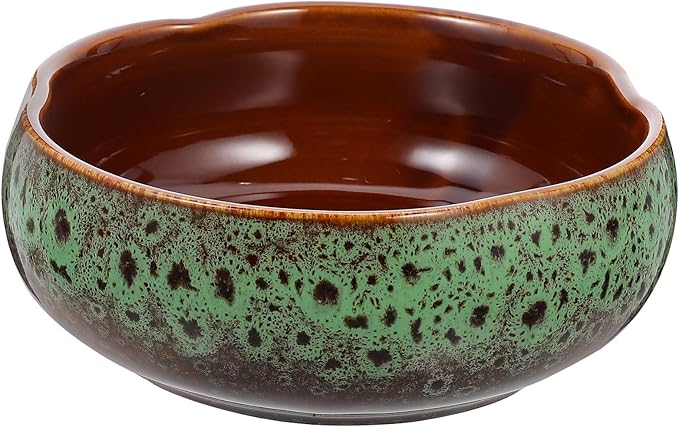 Happyyami Hydroponic Water Planter Pot Ceramic Succulent Bonsai Pot Water Lily Narcissus Planting Bowl Flowerpot Container Garden Decoration ( Style b )