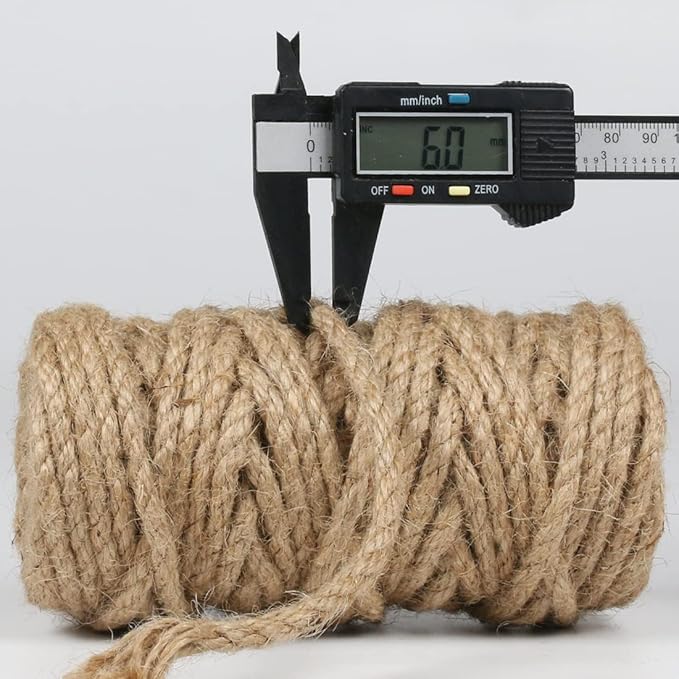 PerkHomy Jute Twine String 6mm Natural Thin Ribbon for Craft Gardening Art Wedding Decoration Packing Material (80FT * 6mm)
