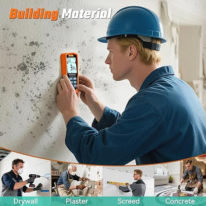 RDINSCOS Pinless Moisture Meter, 6-in-1 Moisture Detector Non-Destructive Humidity Tester for Wood,Drywall, Plaster, Concrete, Screed & Flooring with Audible Alarm & Rechargeable Battery