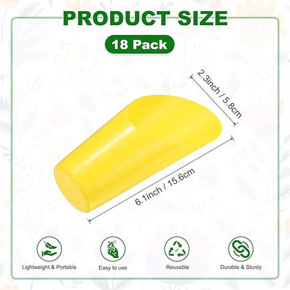 18-Pack Bonsai Soil Scoops, Plastic Garden Soil Scoops Bucket Shovel Potting Scoopers for Transplanting/Flower Planting/Plant Succulent, Colorful Small Gardening Tools [Yellow]