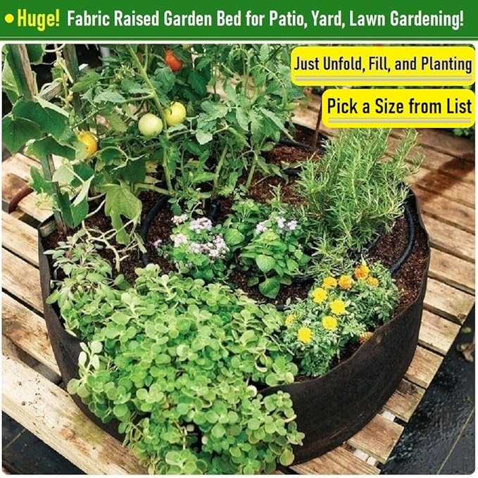 150 Gallon Big Raised Garden Bed Bag (44x24 inch) Large Plant Grow Bag for Potato,Tomato Planter,Herbs Veggies Planter,Flower Bed,Plant Container,Yard Waste,Lawn Debris,Leaf Bag with Gardening Gloves