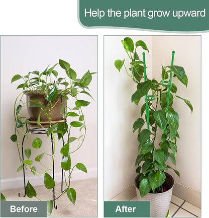 Plant Stakes,Adjustable Length Support Stake Orchid Stick with Ring Buckles Garden Pole for Potted Tomato Rose Amaryllis Beans Vegetables Comes with 40-inch Ties (Green, 17inch&12inch)