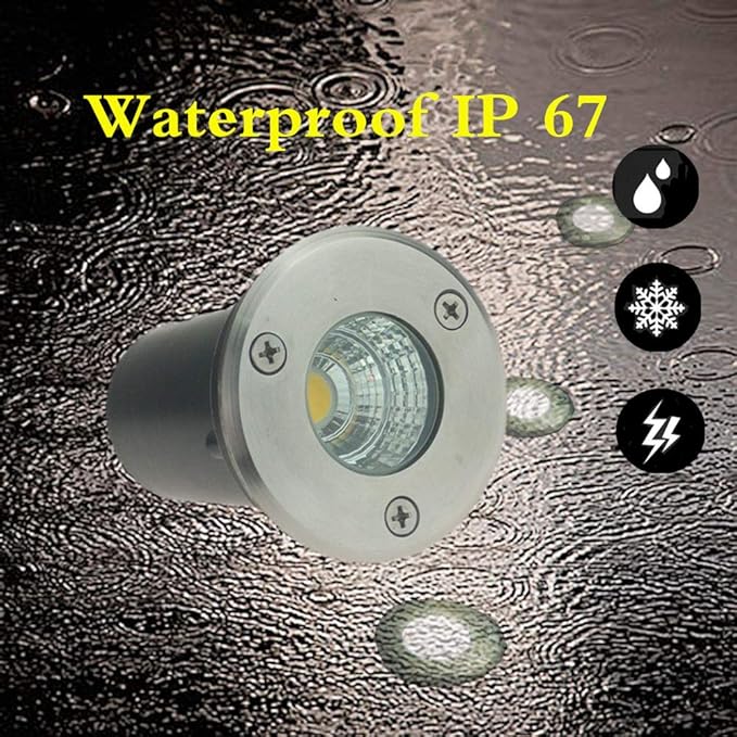 6 Pack 3W Cool White LED Well In Ground Landscape Lights IP67 Waterproof for Outdoor Lighting, Garden, Yard, Patio, Driveway, Deck, Step, Pathway, Low Voltage 12V 24V DC AC
