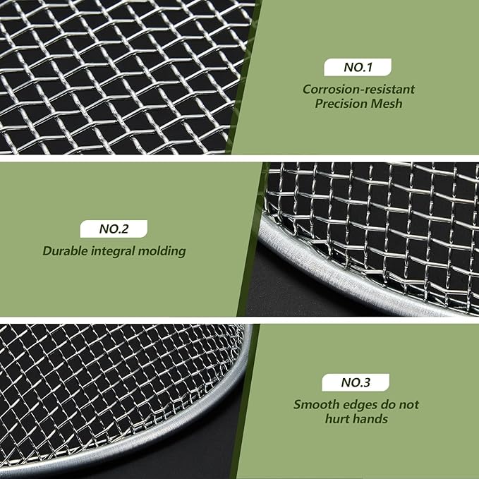 Yaomiao 3 Pack Stainless Steel Sand Sifter Garden Soil Sifter for Rocks Compost Sieve Garden Potting Lawn Soil Sieve for 5 Gallon Bucket, 0.08/0.12/0.2 Inch Mesh Screen