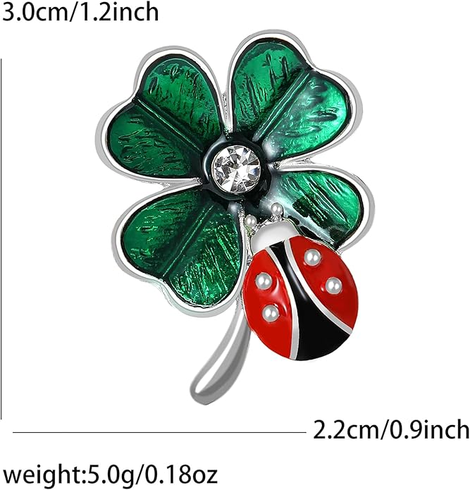 St.Patrick's Day Brooches for Women Dainty Crystal Four Leaf Lapel Pin Shamrock Hat Brooch Pins Irish Enamel Brooches Irish Holiday Costume Accessory Jewelry