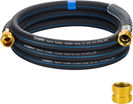 5/8 IN. × 10FT. Flexible Hybrid Garden Hose, High Flow 5/8" I.D. No Memory Durable Lightweight Water Hose Leader Hose for Watering, Irrigation, Water Transfer Pump