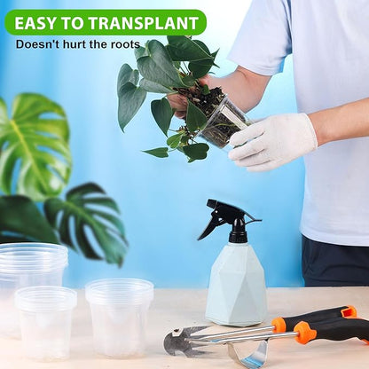 Clear Nursery Pots for Plants, 3.5/4/5 inch Plastic Plant Flower Pot with Drainage Holes High Transparency Seedling Planter for Seed Starter (15PCS)