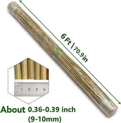 50 Pcs Bamboo Stakes for Plant 6 Feet (70.8 inch), Garden Bamboo Plant Stakes for Plants Support, Climbing Plants, Tomatoes, Sunflowers, Beans, Potted Plants, Trees