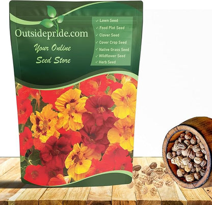 Outsidepride Jewel Mix Nasturtium Seeds - 1 lb. Annual, Easy to Grow & Versatile, Flower Seeds for Planting Vibrant Blooms, Ideal for Gardens, Borders, and Pollinator Gardens