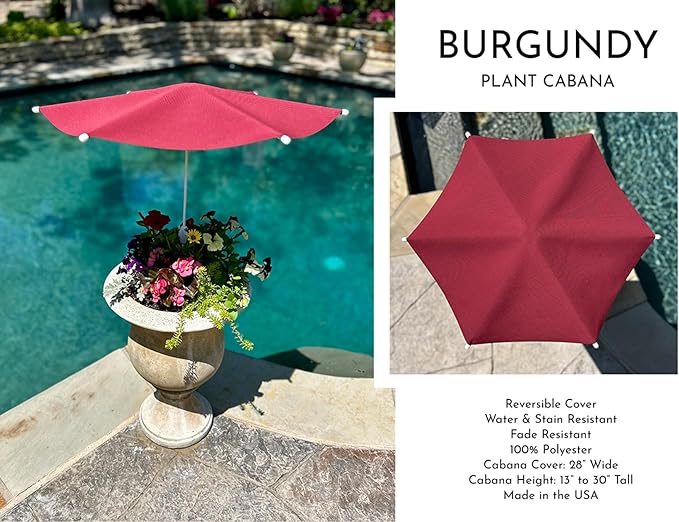 Fixed Plant Shade for Potted Plants 28" x 30" Outdoor Container Sun Shade Cover Premium Fabric Canopy with Fiberglass Frame & Soil Anchor Stripes & Solids Assembly Required
