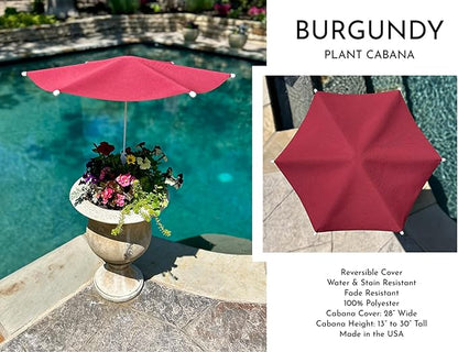 Fixed Plant Shade for Potted Plants 28" x 30" Outdoor Container Sun Shade Cover Premium Fabric Canopy with Fiberglass Frame & Soil Anchor Stripes & Solids Assembly Required